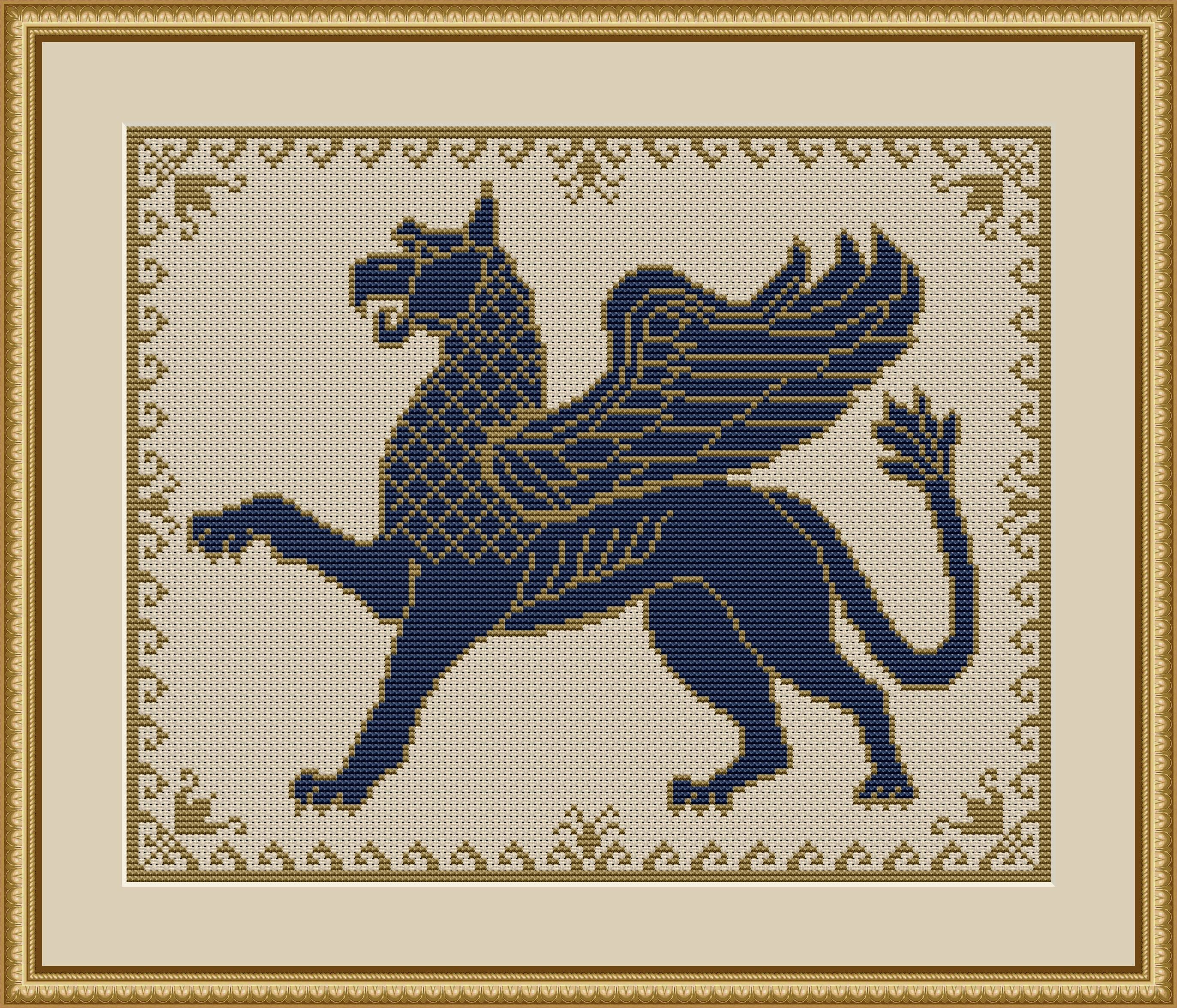 Cross Stitch Pattern Mythological Animal Griffin Antique Patterns Pdf
