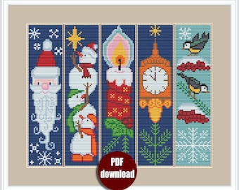 Christmas Bookmark Cross Stitch Pattern: Holiday Embroidery (PDF Download)