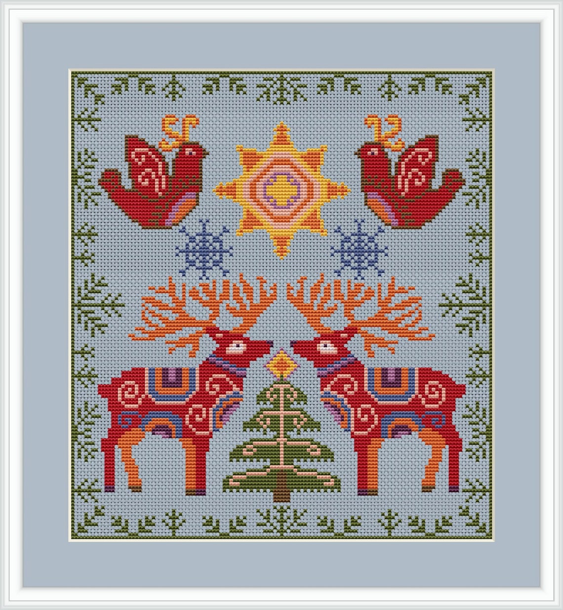 Winter Deer Cross Stitch Pattern Folk Christmas Ornaments - Etsy