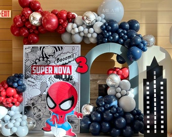 Spiderman Balloon Garland Kit, superhero Balloons, supehero, spider, birthday balloons, hero