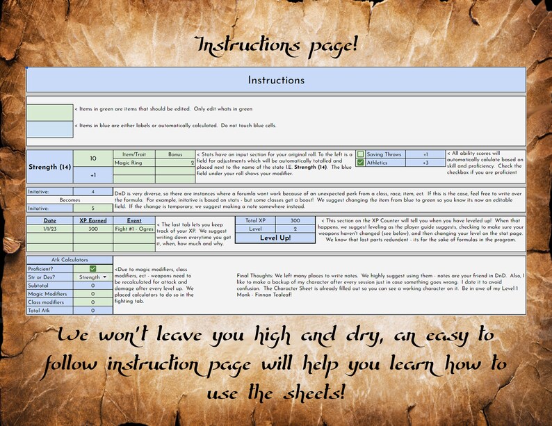 DND 5e Character Sheet Auto Input Google Sheet Inputs All Stats Magic