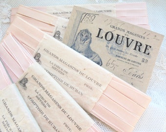 1930: 10 meters of delicate old taffeta ribbon in apricot shabby material loop ribbon