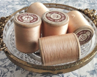 1920: CARTIER BRESSON Sewing thread Antique Apricot Colors France Mercerie