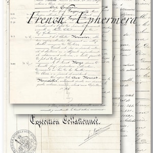 1880 -1900 Digital Download: 5 French old documents collection french ephemera