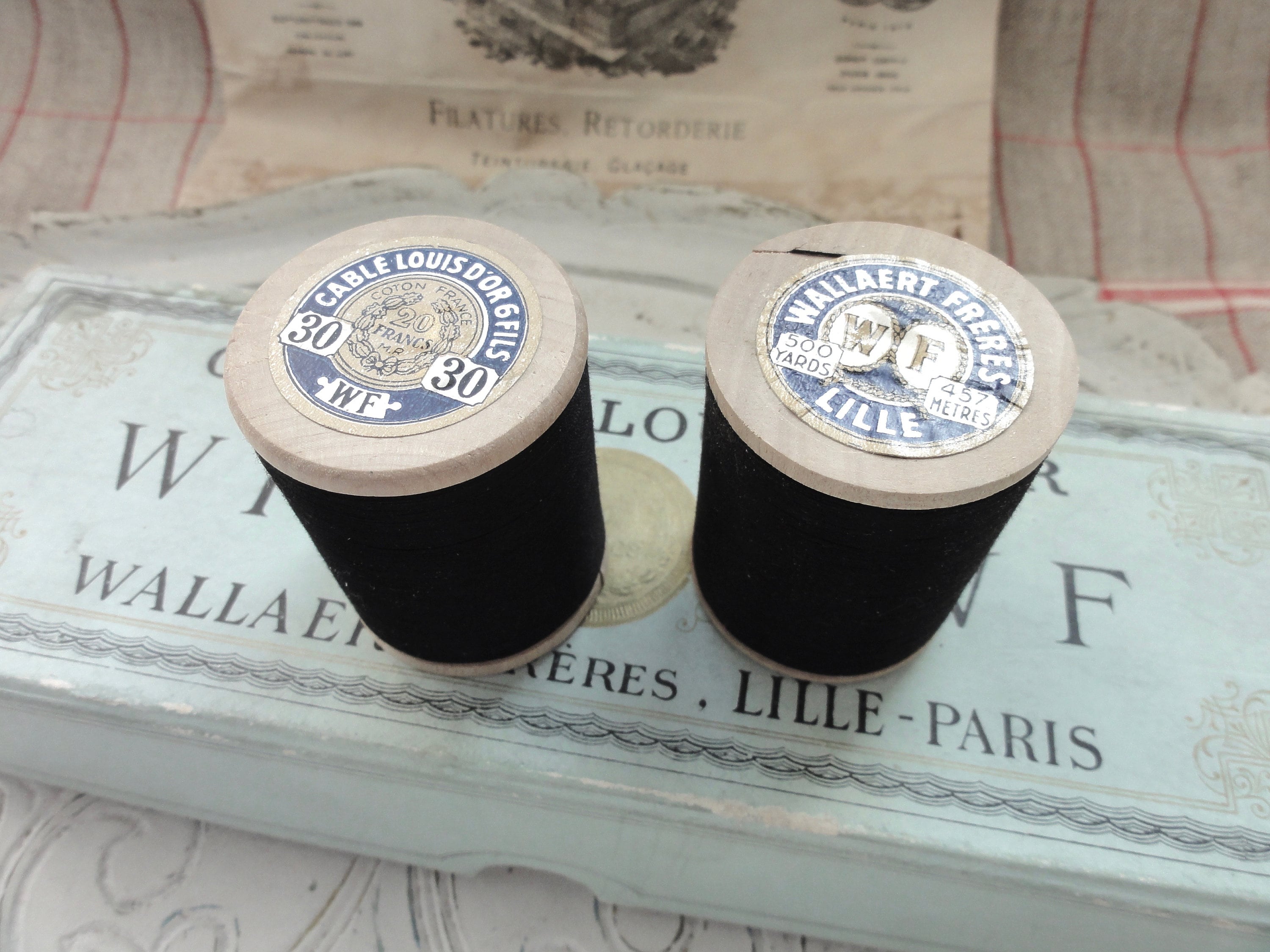 1900: LOUIS D 'OR Sewing Thread Black France 457 Meters - Etsy