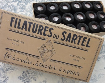 1950 SARTEL Crochet Yarn NOIR Original Packed 36 Rolls Vintage Material