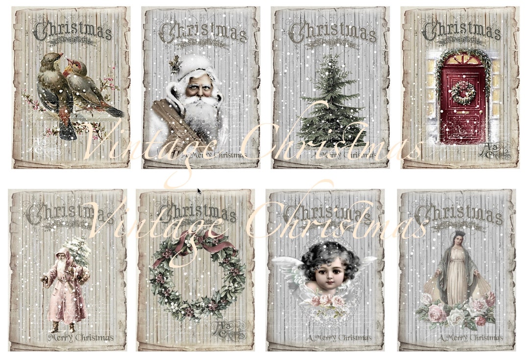 8 Nostalgic Ironon Transfers Vintage Christmas Decoration Etsy