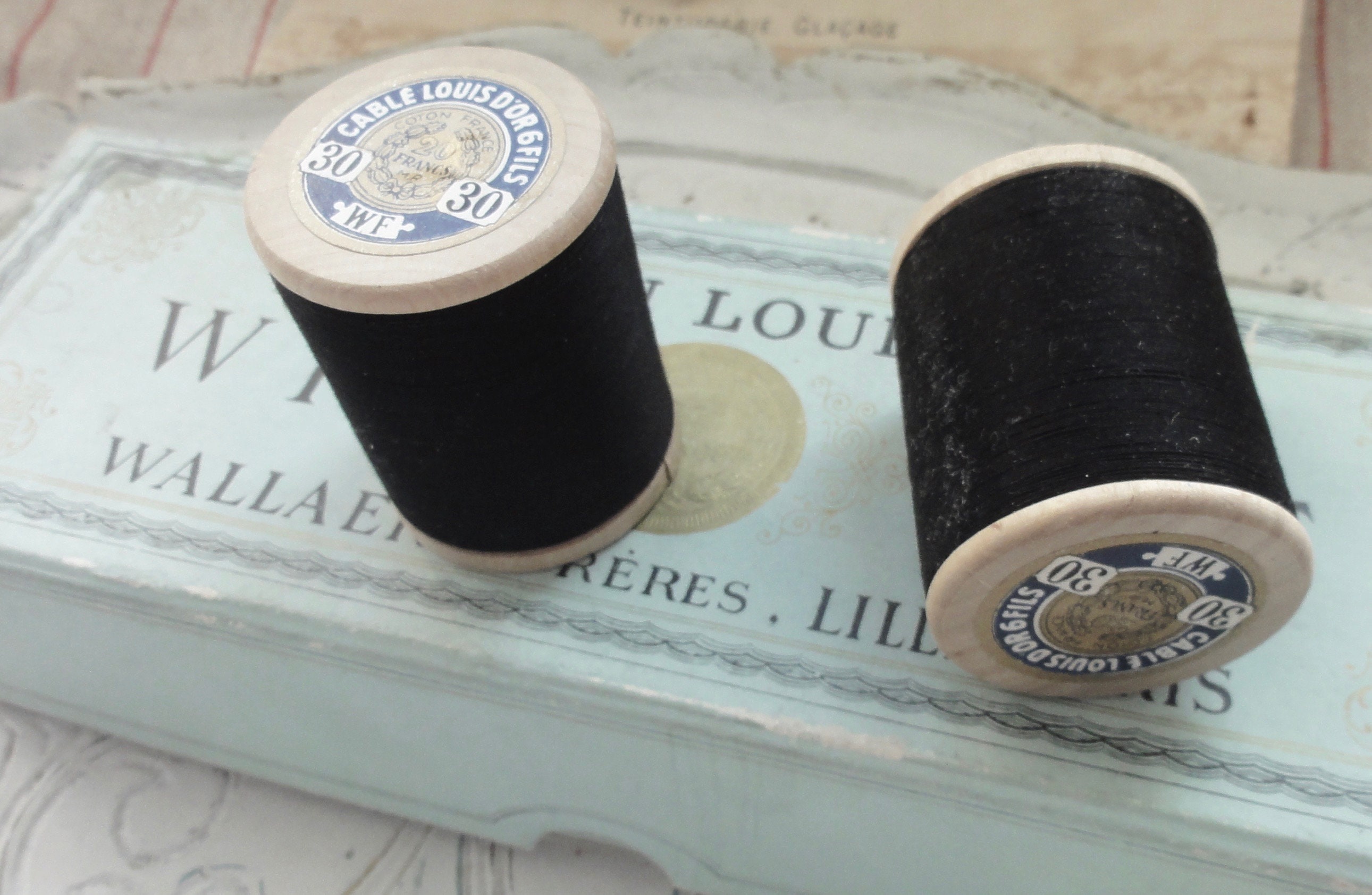 1900: LOUIS D 'OR Sewing Thread Black France 457 Meters - Etsy