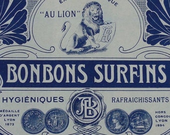 1930: Bonbon Werbung Alt Frankreich Antik Ephemera