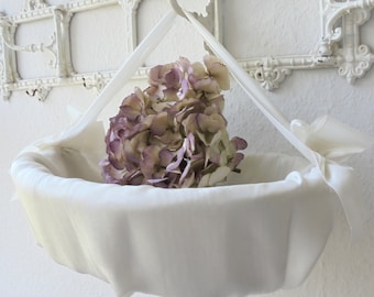 Vintage Flower Basket - Moire Satin Clad Brocante Belle Epoque Decoration