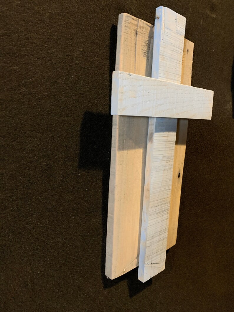 Wooden Cross in Blue and Gray