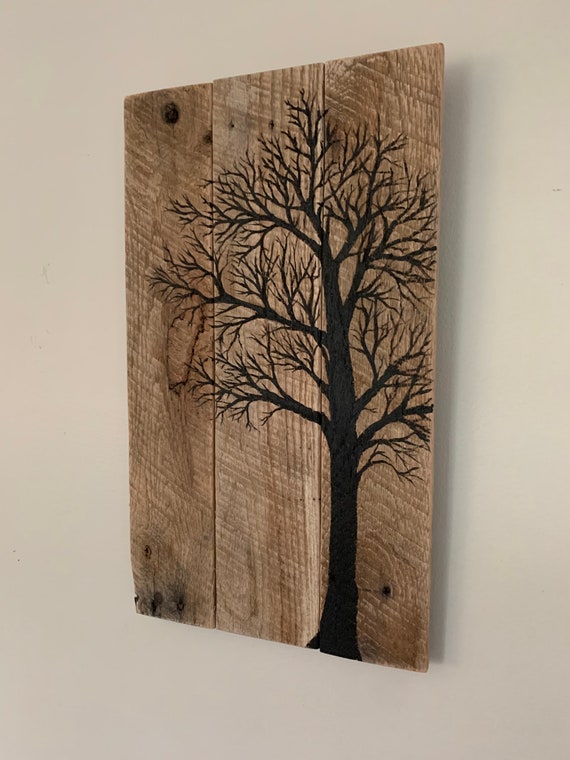 Wall Decor Tree Silhouette Pallet Wood Painting approx. 18x11 - Etsy