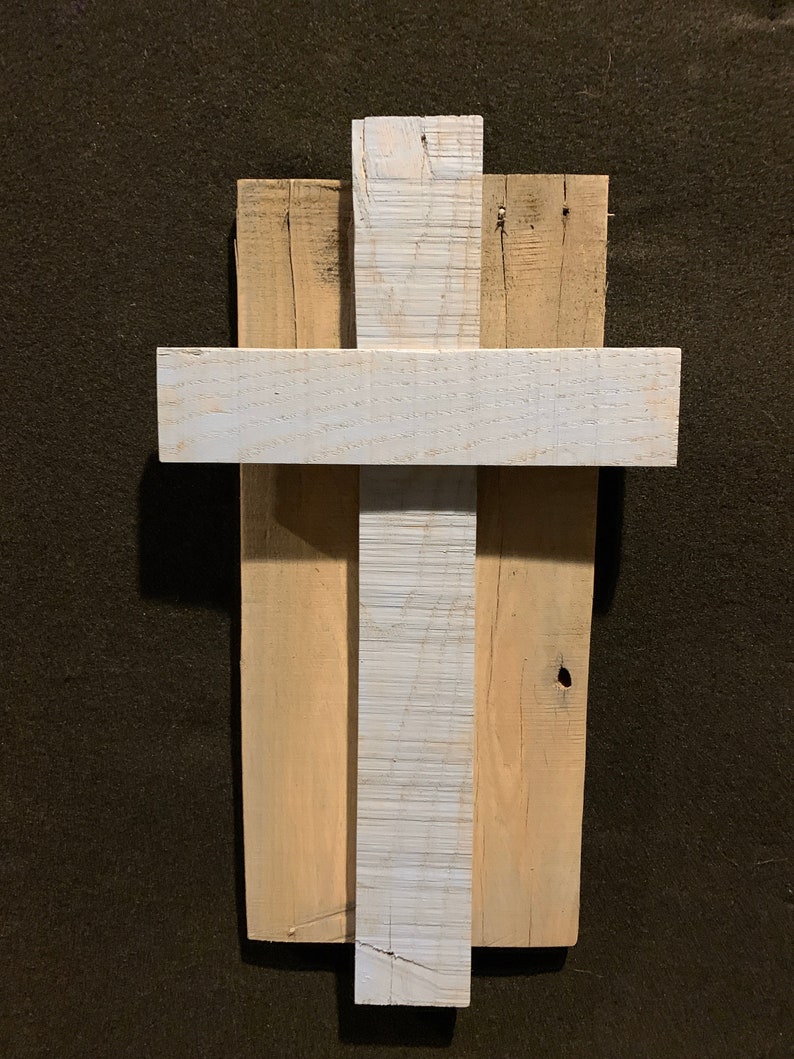 Wooden Cross in Blue and Gray