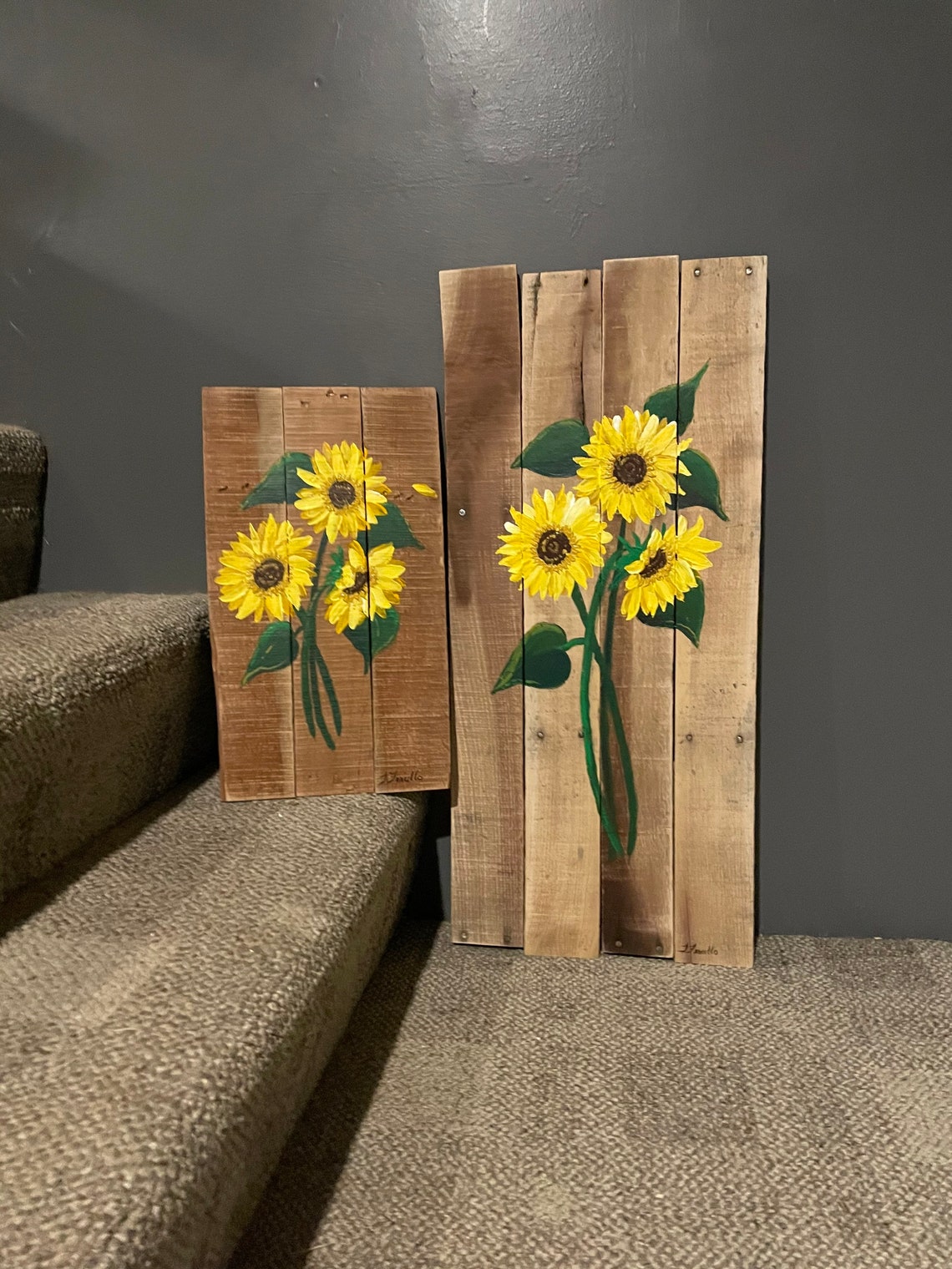 Sunflower Bunch on Pallet Wood Etsy