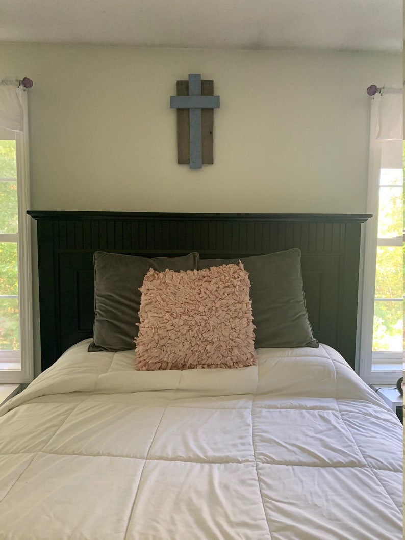Wooden Cross in Blue and Gray