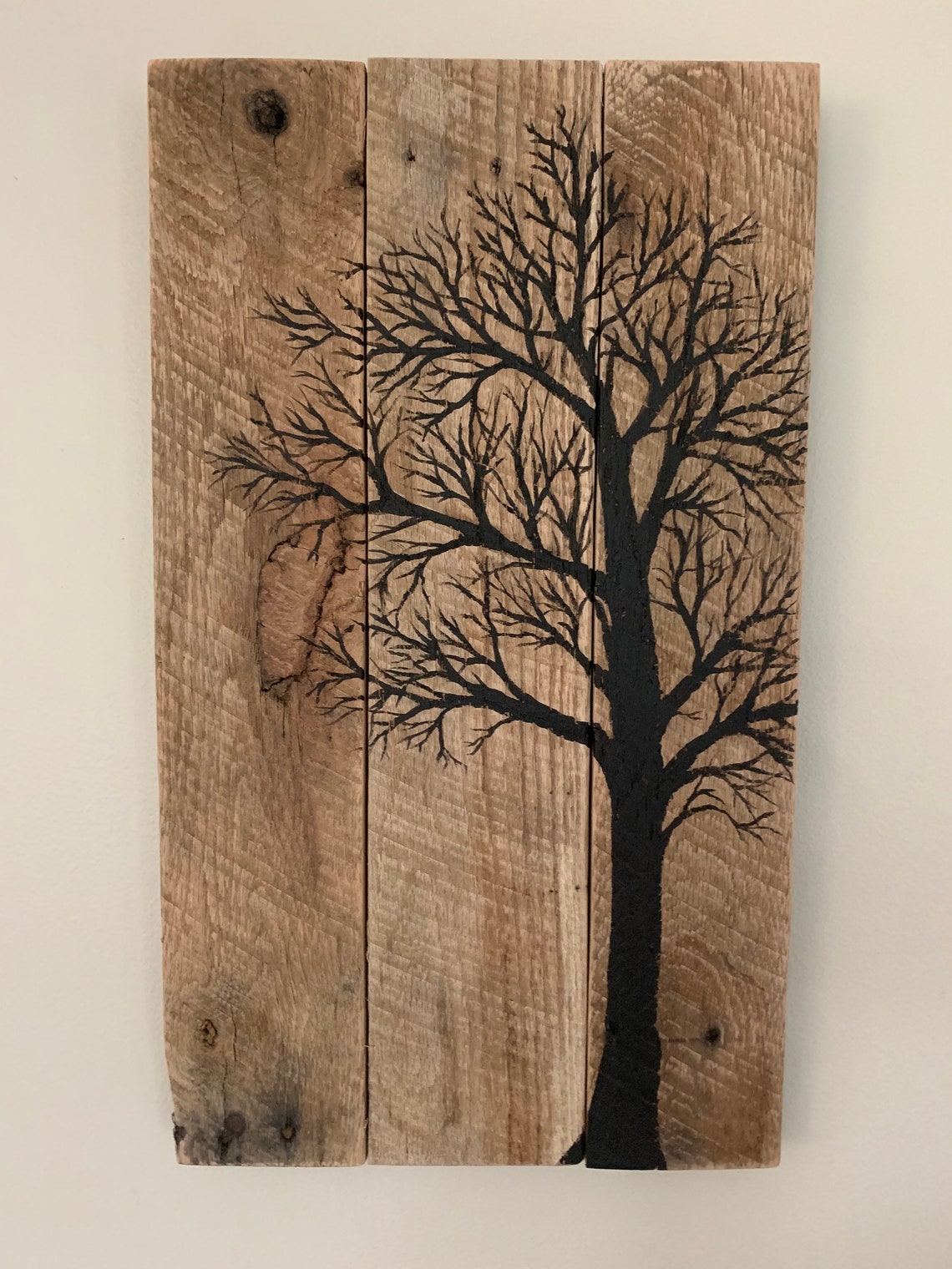 View of Wall Decor Tree Silhouette Pallet Wood Painting approx. - Etsy