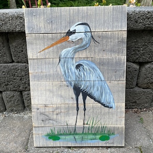 Blue Heron on Wood