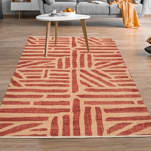 REESE Orange | Modern Orange Design Area & Runner Rug, Unique Design, Geometric Decor Rug, Hand-knotted texture, Area Rugs, Living Room