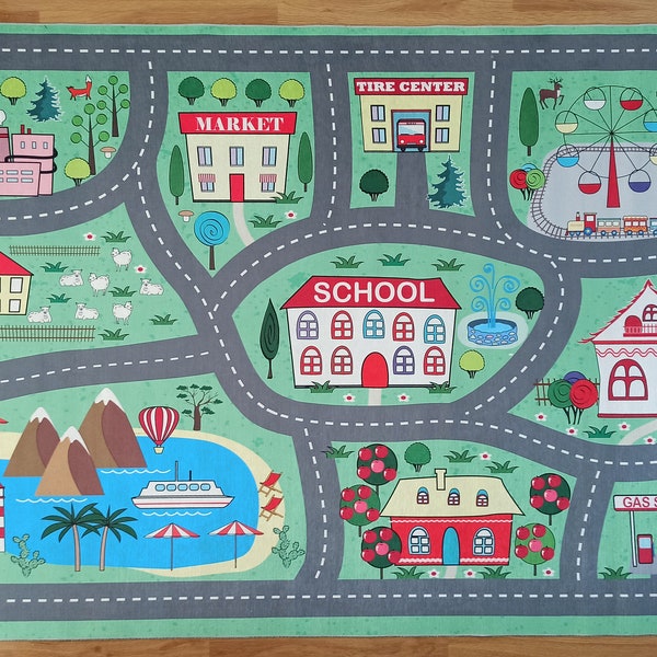 ALFOMBRA DE CARRETERA VERDE / Alfombra de juegos, Suave, Casa de juegos, Coche, Alfombra de carretera, Alfombra de guardería, Alfombra de actividades, Tráfico, Educativo, Niños, Niñas, Niños, Niños pequeños