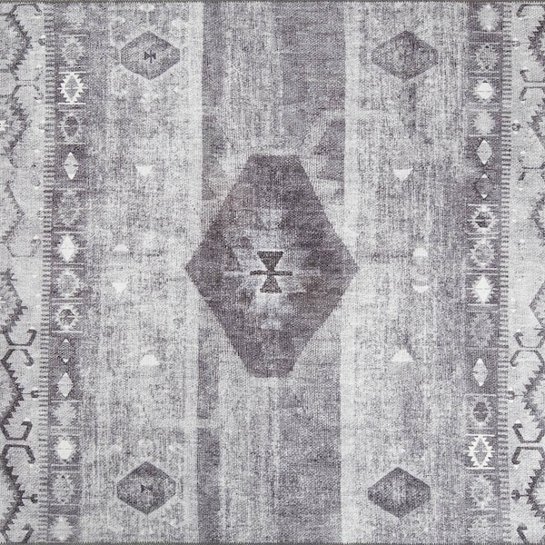 NAZ | Kilim style Gray Pastel Triangular Vintage Distressed looks, Neutral Light Grey triangle, Natural Area and Runner rug, Traditional