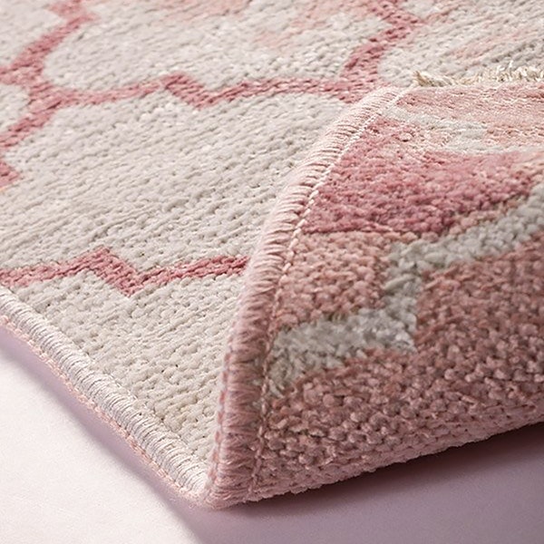 AICHA4 | Washable Moroccan Trellis Rug, Reversible Double Sided, Flatweave Runner & Area Rug, Shabby Chic, Pink powder, Washable Kilim Rug