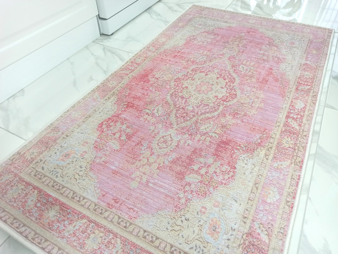 APRIL Pink Turkish Rug Pastel Muted Luxury Oriental Shabby Etsy