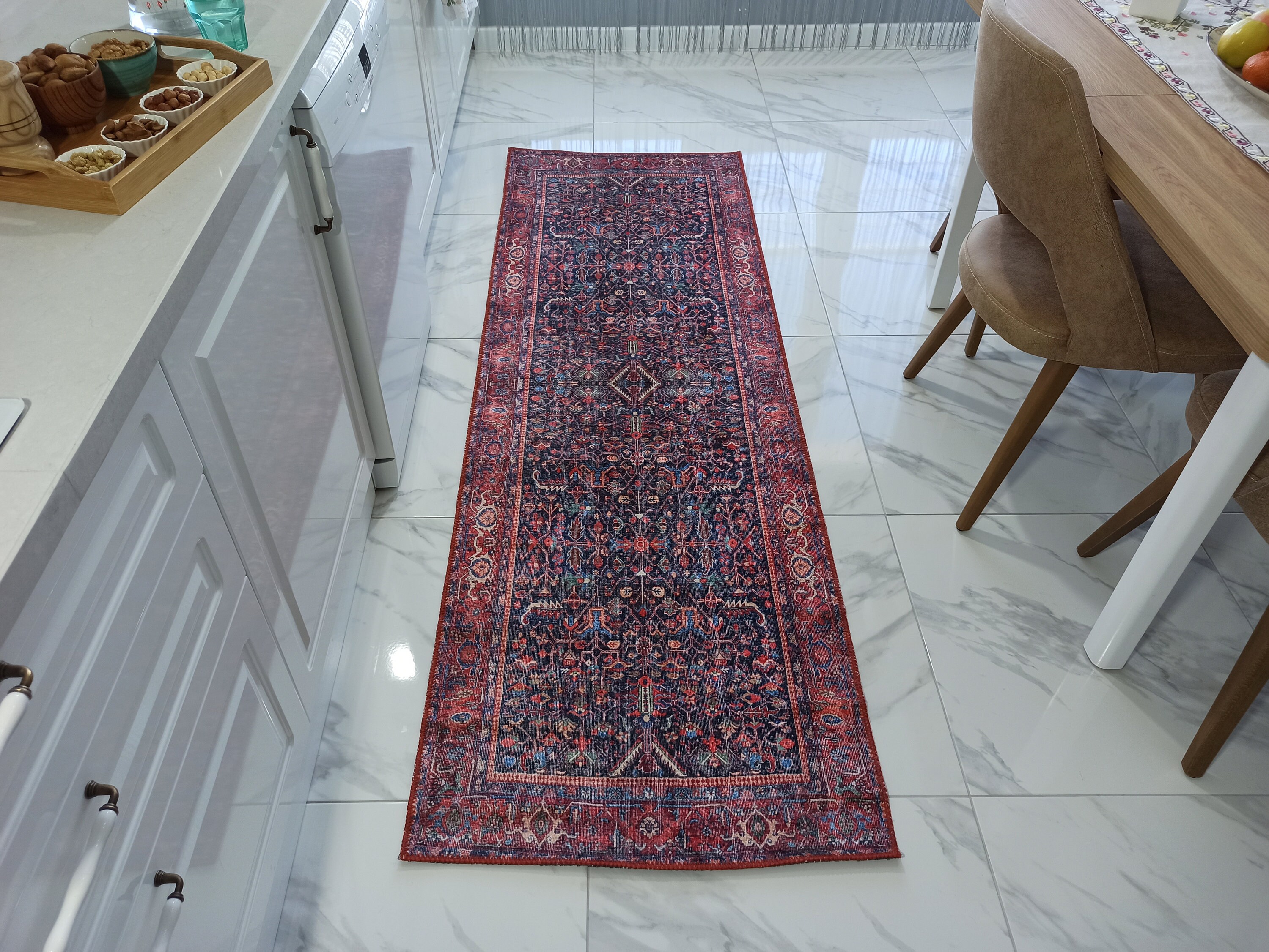 Turkish Red Navy Blue Oriental Runner Rug Tribal Ethnic Etsy