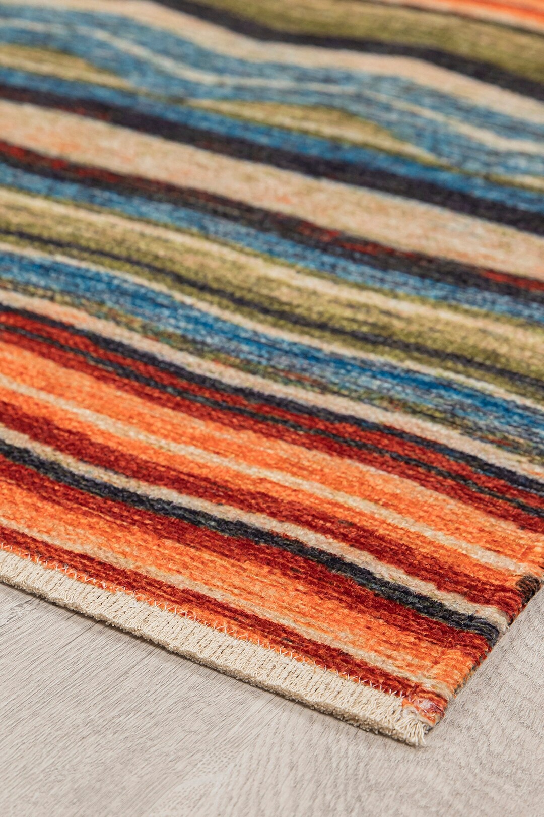 KARIM Orange Kilim Style Turkish Rug Orange Blue Vintage Etsy