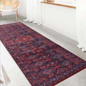 DARA | Vintage style Kilim Runner, Distressed look Multi-color Neutral Red triangle, Natural Area and Runner rug, Boho Chic