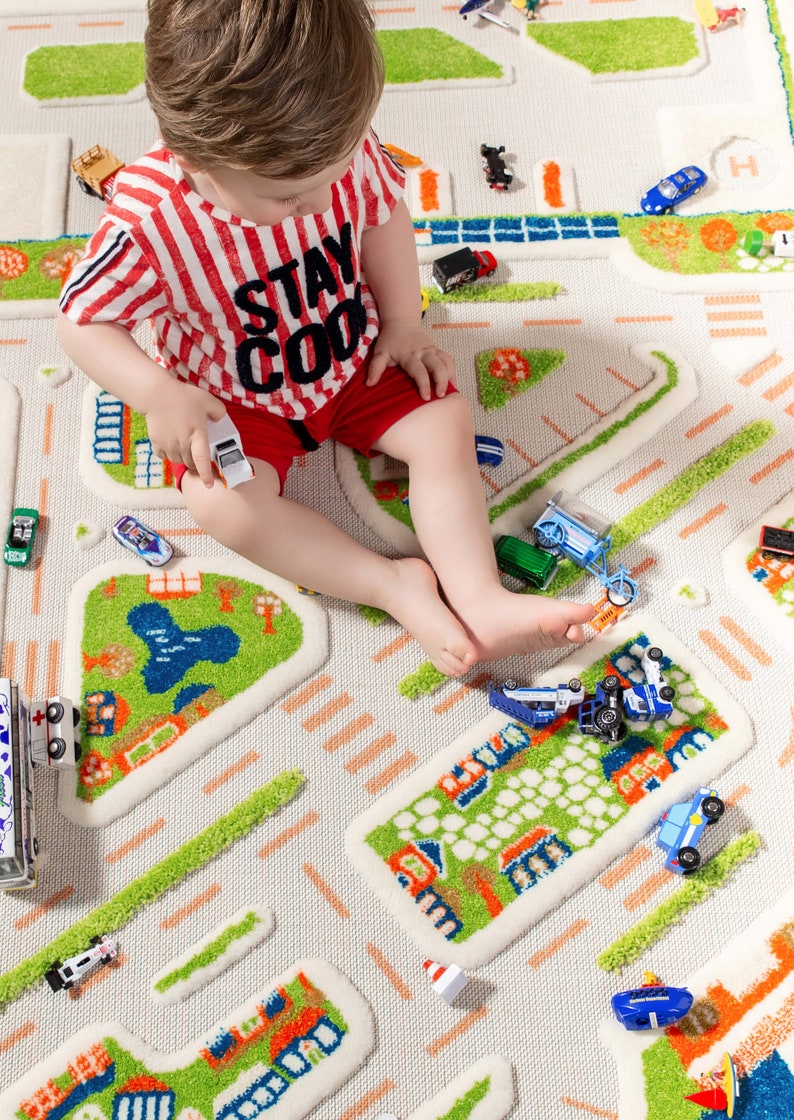 3D Play Rug With Roads Kids Playroom Cars Road Rug Room Etsy