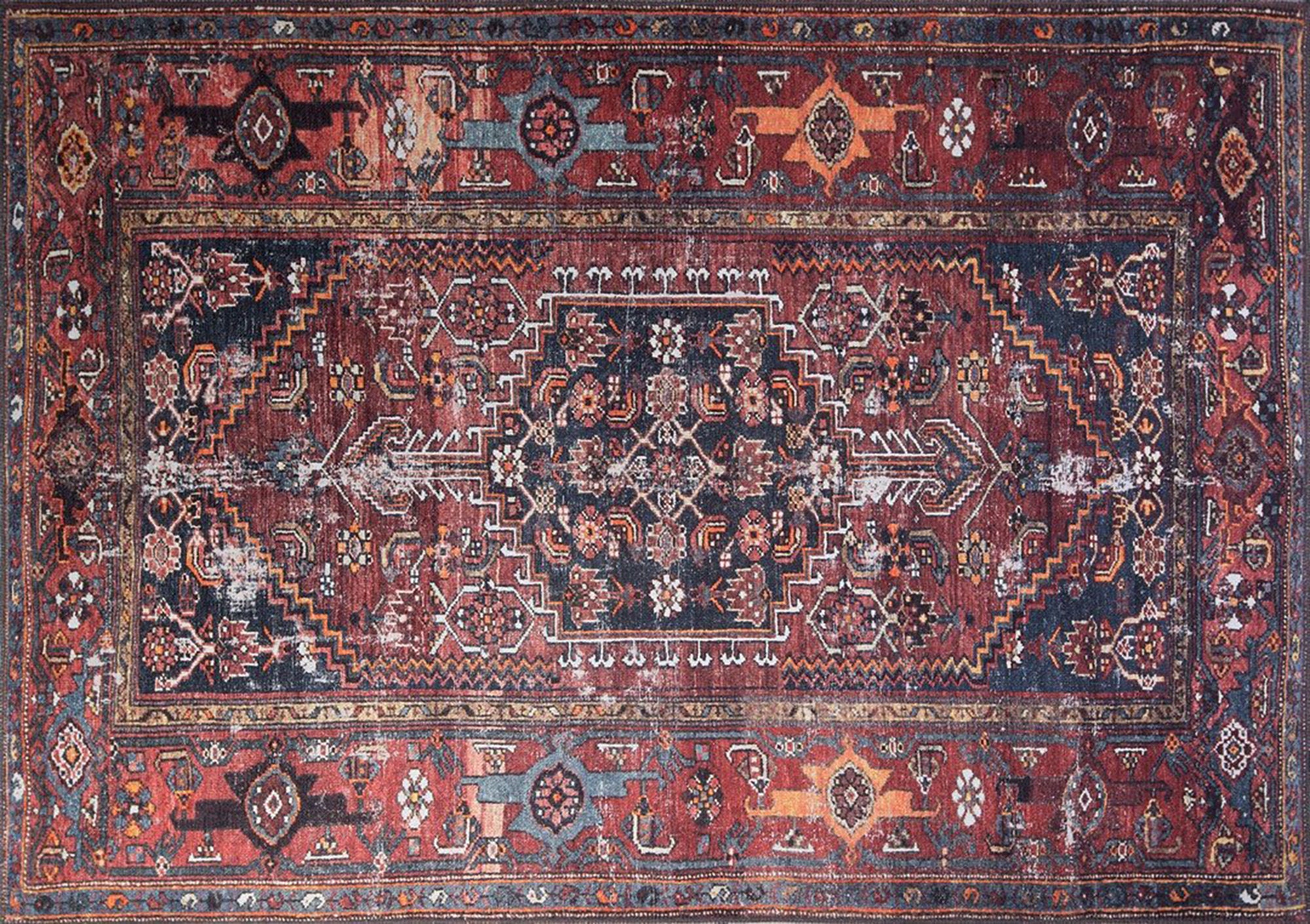 ZAHRA | Antique Persian Heriz Pattern Oriental Rug, Hand-knotted text…
