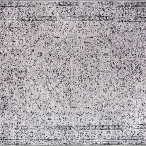 HAGIA | Oriental Design, Gray Turkish Pattern Vintage rug looks Bohemian Farmhouse decor, Neutral Gray Area Rug, Luxury look Interior design