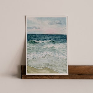 Beach Art Print | Peaceful Ocean Painting, Ocean Themed Room Decor, Watercolor Ocean Print, Beach Art, Sea Painting | 5x7 8x10