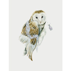 Wizard Barn Owl Art Print: Watercolor Mage with Potion (5x7)