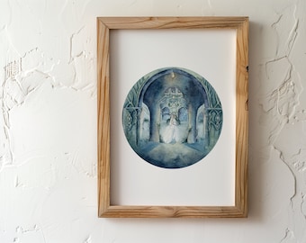 Lady of Light 5x7 Art Print | Lady of the Wood | Elven Art | Watercolor Painting