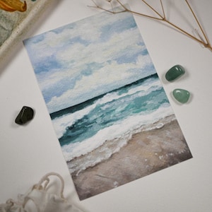 Beach Art Print 4x6 | Ocean Fine Art Print | Beach Wall Art | Sea Painting | Ocean Themed Room Décor