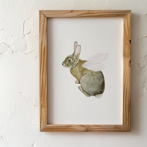 Fairy Rabbit Art Print, Fantastical Art, Magical Watercolor Painting, Faerie Wall Art, Dnd Art Print, Whimsical Animal Art
