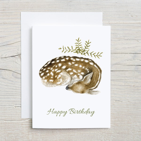 Nature Birthday Card, Cute Birthday Card, Deer Birthday Card, Birthday Gifts, Fawn Birthday Card, Woodland Birthday Card