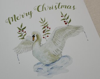 Carte de Noël cygne