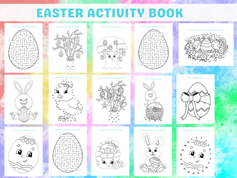 Easter Activity book, coloring, mazes, connect the dots and more. image 2