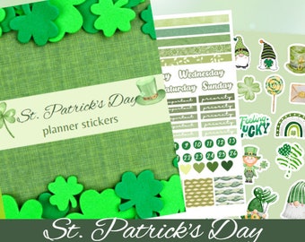 St. Patrick's Day Printable Planner Stickers Set - Bring Luck to Your Planning!