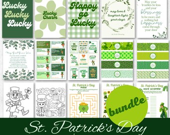 St. Patrick's Day Printable Bundle - Wall Art, Coloring Pages, Lunchbox Jokes and More!