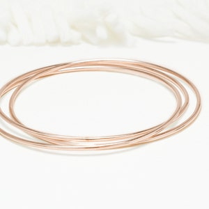Thin Rose Gold 3 Interlocking Bangle, 3 Circle Bangle, Rose Gold Jewelry, Bangle For Women, Minimalist Bracelets | Celebration Bangles