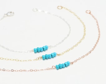 Turquoise Bar Bracelet, Minimalist Bracelet, Gemstone Bracelet, December Birthstone Bracelet, Birthstone Jewelry, Skinny | December Bracelet
