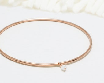 Minimalist Bracelet, Rose Gold Bangle, Bangles, Bangle Bracelet, Stackable Bangles, Dainty Bracelet, Bracelet For Women | The April Bangle