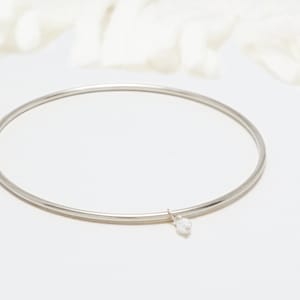 Silver Bangle, Minimalist Bracelet, Bangles, Bangle Bracelet, Stackable Bangles, Dainty Bracelet, Bracelet For Women The April Bangle image 1