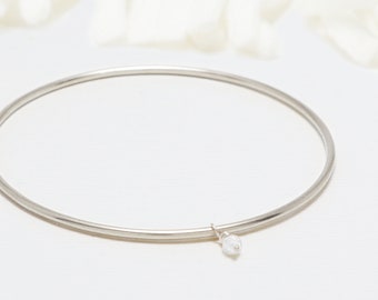 Silver Bangle, Minimalist Bracelet, Bangles, Bangle Bracelet, Stackable Bangles, Dainty Bracelet, Bracelet For Women | The April Bangle