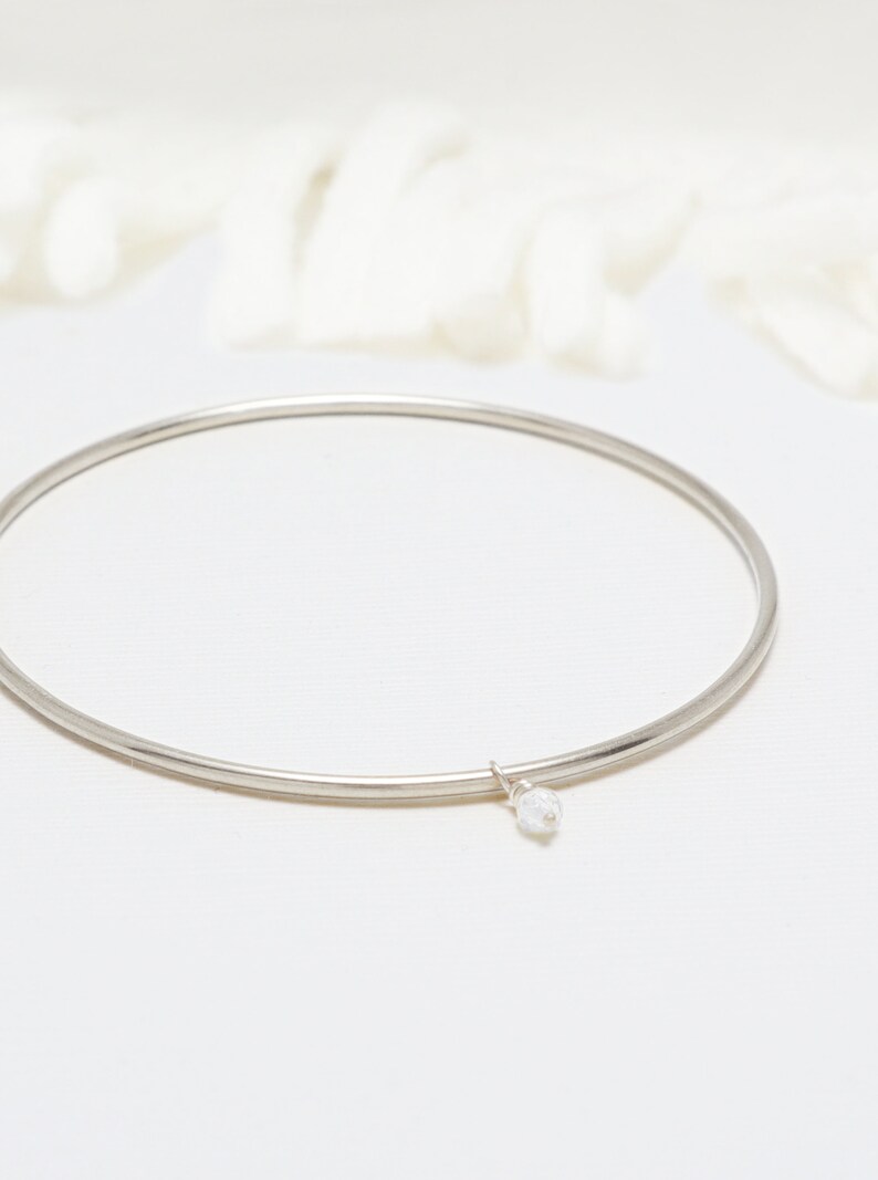 Silver Bangle, Minimalist Bracelet, Bangles, Bangle Bracelet, Stackable Bangles, Dainty Bracelet, Bracelet For Women The April Bangle image 1