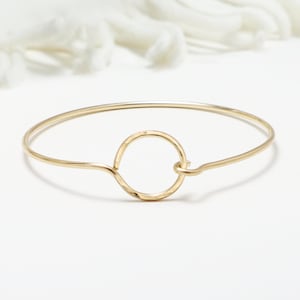 Hammered Open Circle Bracelet, Karma Bangle, Gold Filled Bracelet, Dainty Gold Bracelet, Minimalist Stackable Bangle For Women| Unity Bangle