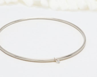 Silver Bangle, Minimalist Bracelet, Bangles, Bangle Bracelet, Stackable Bangles, Dainty Bracelet, Bracelet For Women | The March Bangle